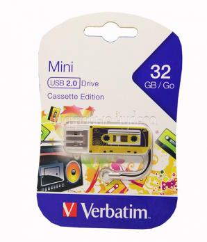 Флеш накопитель USB 32Gb Verbatim Mini Cassette Edition Yellow {USB2.0}