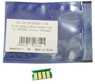 Чип картриджа Ricoh Aficio SP C250Dn/C250Sf/C260Dnw/C260SFNw/C261Sf Yellow 1.6K (SPC250E) ELP, Китай