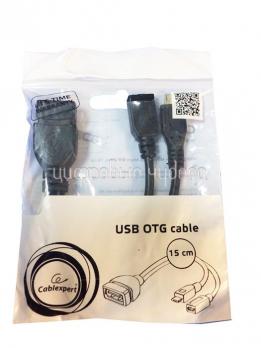 Кабель Gembird/Cablexpert USB2.0 USBAF-MicroBM OTG, 0.15м, черный, с доп питанием (A-OTG-AFBM-04)
