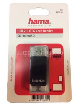 Картридер Hama USB2.0 OTG, черный (H-123950)