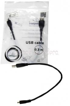 Кабель Gembird/Cablexpert  AM/microBM 5P, 0.3м USB 2.0 Pro, экран., черный, пакет (CCP-mUSB2-AMBM-0.3M)