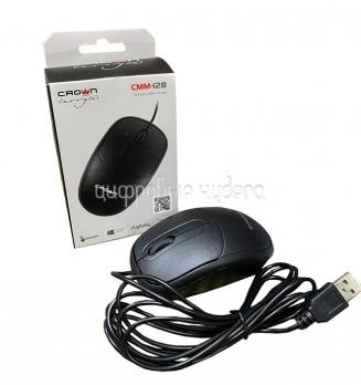 Мышь проводная CROWN CMM-128 (black) {оптическая,1000 dpi, USB, 3 кн.}