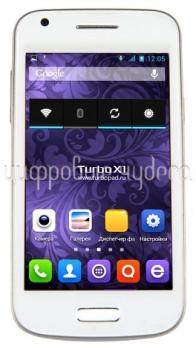 Turbo X1 dual sim White 4Gb {2 sim, ARM Cortex A7, Android 4.2.2, 3.75