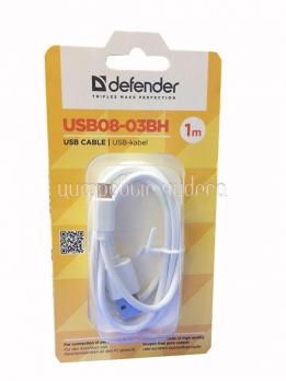 Кабель Defender USB08-03BH AM-MicroBM, белый, 1м