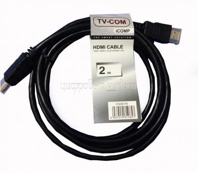 Кабель HDMI-HDMI TV-COM <2м>, 19M/19M, цифровой, V1.4+3D