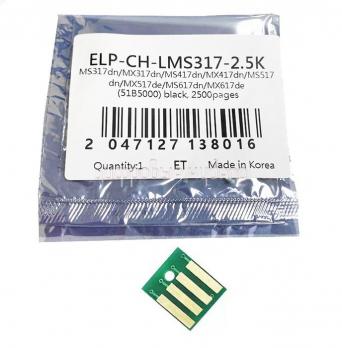Чип картриджа Lexmark MS317dn/MX317dn/MS417dn/MS517dn/617dn (51B5000) Black (ELP,Китай) 2,5K