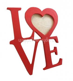 Фоторамка Love квадратная,дерево, форма тип 2, красная