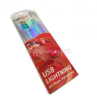 Кабель USB CC-S-APUSB01BI-1M Cablexpert Silver AM/Apple для iPhone Lightning, 1м, синий, блистер