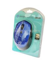Мышь Oklick 488 MW черный/синий оптическая (1600 dpi) ,беспроводная USB (3 but)