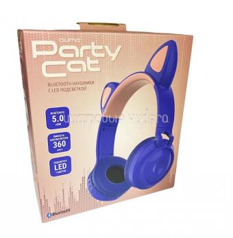Наушники Qumo Party Cat BT 0026 (Bluetooth, подсветка, FM-радио,до 10 часов работы, пластик, экокожа) фиолетовые