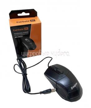 Мышь проводная Exegate SH-9031 (оптическая, 3 кнопки, 1000dpi, USB. шнур 1.35м) черный