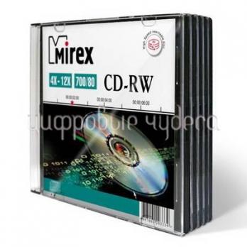 Диск CD-RW Mirex 700mb 12x Slim Case (5 шт)