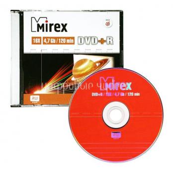Диск DVD+R Mirex 4.7Gb 16x 120min Slim Case (1 шт)