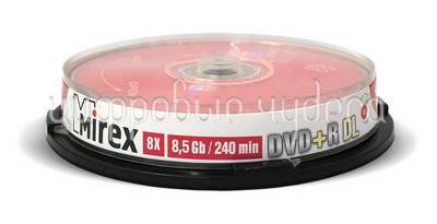 Диск DVD+R Mirex 8.5Gb 8x 240min Dual layer Cake Box (10 шт)