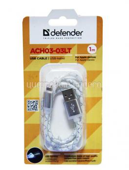 Кабель Defender USB ACH03-03LT USB - Lightning, серый, LED-подсветка, 1м