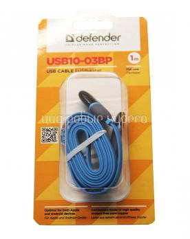 Кабель Defender USB10-03BP microUSB - Lightning, синий, 1м