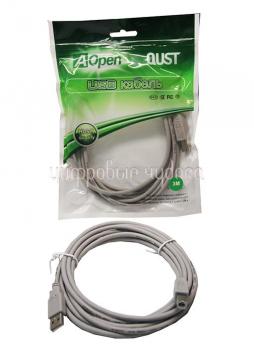 Кабель USB Am-Bm AOPEN 3.0м USB 2.0, серый {ACU201-3MG}