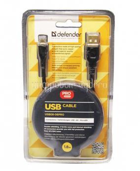Кабель USB Am-microBm Defender Pro 1.8м USB 2.0, зол.конт., 2фер.фильтра, блистер (USB08-06PRO)