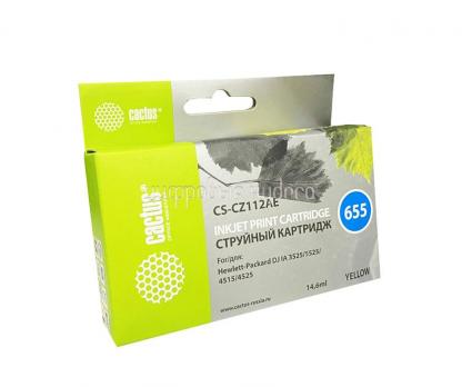 Картридж HP №655 (CZ112AE) DJ IA 3525/5525/4515/4525 желтый Cactus