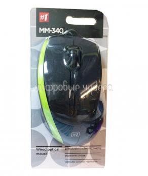Мышь Defender проводная MM-340 черный+зеленый