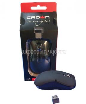 Мышь бесп. CROWN CMM-932W {3 кнопки; 1000DPI; Нано ресивер,2.4ГГц; Soft-touch пластик, питание АА (в комп.) ,Plug & Play}