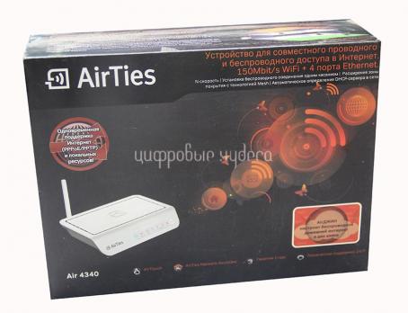 Роутер WiFi AirTies Air 4340, 150Мбит/с, 1хWAN, 4xLAN